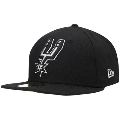 New Era Men's San Antonio Spurs Official Team Color 59fifty Fitted Cap In Black