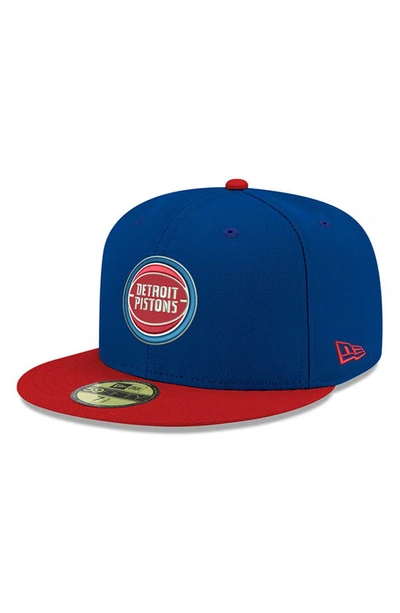 New Era Detroit Pistons Basic 2 Tone 59fifty Fitted Cap In Royalblue,red