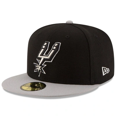 New Era San Antonio Spurs Basic 2 Tone 59fifty Fitted Cap In Black,gray