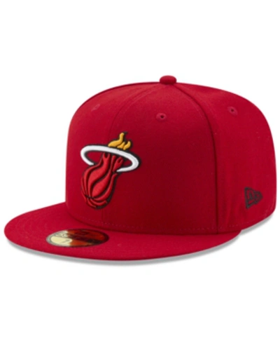 New Era Miami Heat Basic 59fifty Fitted Cap 2018 In Maroon
