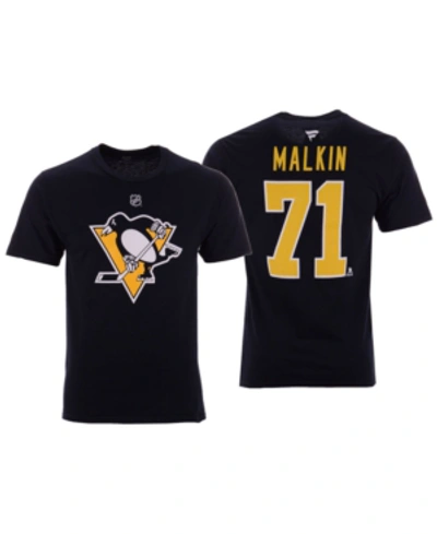 Majestic Men's Evgeni Malkin Pittsburgh Penguins Authentic Stack Name & Number T-shirt In Black