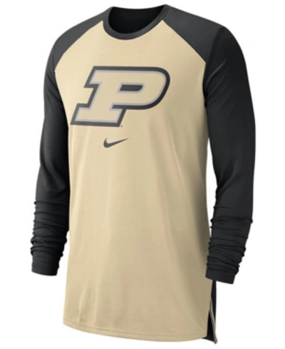Nike Men's Purdue Boilermakers Breathe Shooter Long Sleeve T-shirt In Vegas Gold/black