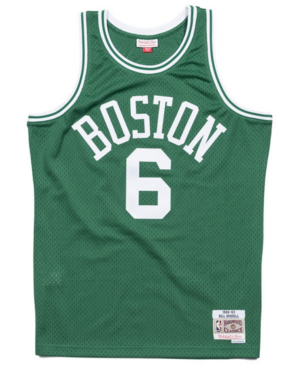Boston Celtics 6 Bill Russell Basketball Hardwood Classic Light Green Jersey NWT 