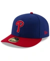 New Era Philadelphia Phillies Low Profile Ac Performance 59fifty Fitted Cap In Light Royal/red