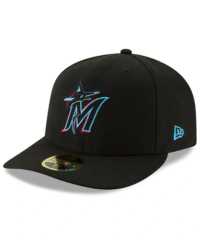 New Era Miami Marlins Low Profile Ac Performance 59fifty Fitted Cap In Black