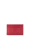 Gucci Gg Rhombus Quilted Leather Card Case In Hibiscus Red