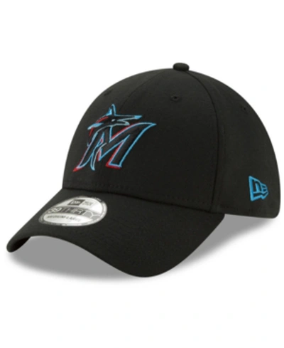 New Era Miami Marlins Team Classic 39thirty Stretch Fitted Cap In Black