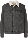 Levi's Vintage Fit Faux Shearling Lined Denim Trucker Jacket In Grey