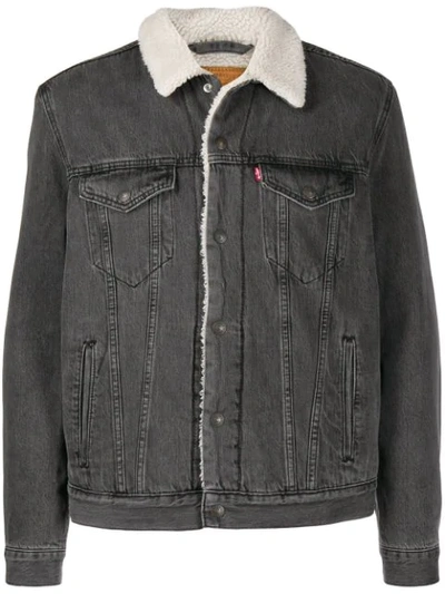 Levi's Vintage Fit Faux Shearling Lined Denim Trucker Jacket In Grey