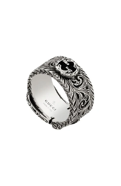Gucci Interlocking G Band Ring In Sterling Silver