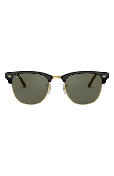 Ray Ban Clubmaster 55mm Polarized Sunglasses In Black