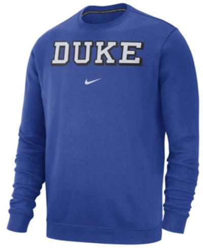 Nike Men's Duke Blue Devils Club Fleece Crewneck Sweatshirt In Royal