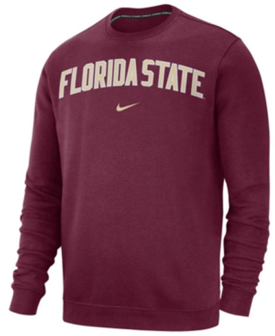 Nike Men's Florida State Seminoles Club Fleece Crewneck Sweatshirt In Crimson