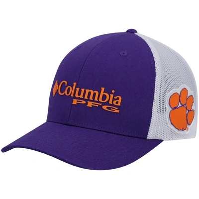 Columbia Clemson Tigers Pfg Stretch Cap In Purple,white