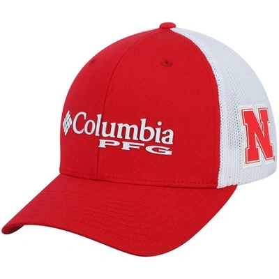 Columbia Nebraska Cornhuskers Pfg Stretch Cap In Red,white