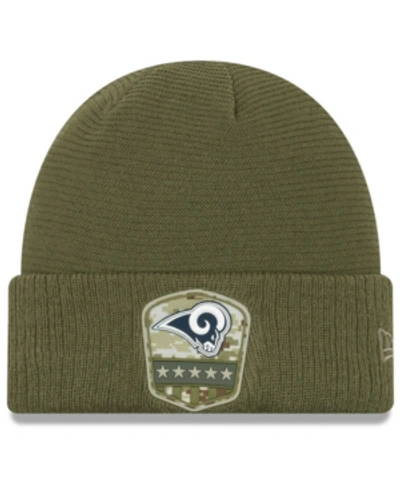 New Era Los Angeles Rams On-field Salute To Service Cuff Knit Hat In Olive