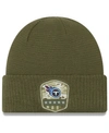 New Era Tennessee Titans On-field Salute To Service Cuff Knit Hat In Olive