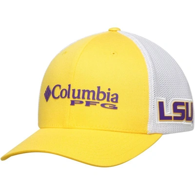 Columbia Lsu Tigers Pfg Stretch Cap In Gold,white