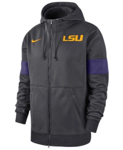 Nike Men's Lsu Tigers Therma Sideline Hooded Full-zip Jacket In Purple