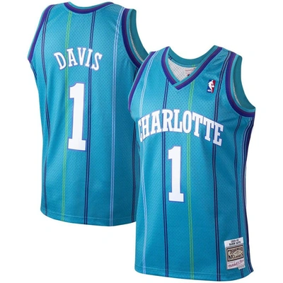 Mitchell & Ness Men's Baron Davis Charlotte Hornets Hardwood Classic Swingman Jersey In Teal
