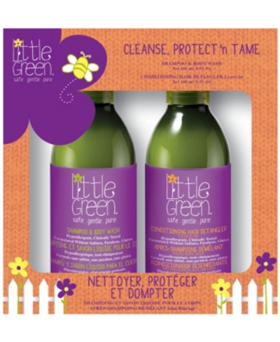 Little Green Kids Cleanse, Protect 'n' Tame Set Of 2, 16 Oz. In Burnt Oran