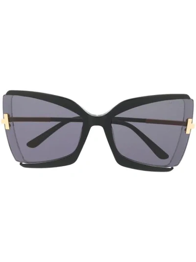 Tom Ford Gia Semi-rimless Butterfly Sunglasses In Black/smoke