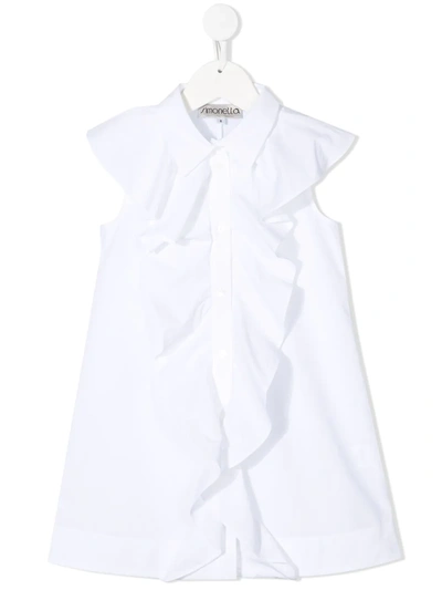 Simonetta Kids' Cotton Poplin Dress W/ Ruffles In White