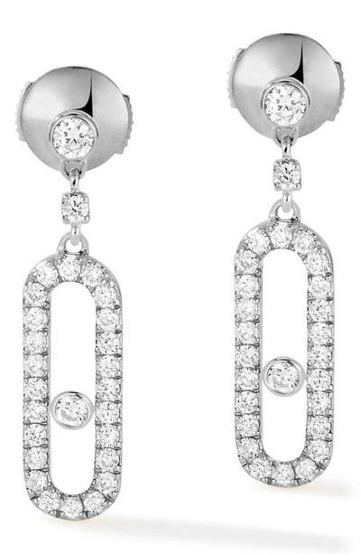 Messika Move Uno Pavé Diamond Drop Earrings In White Gold/ Diamond