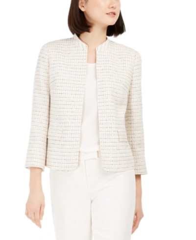 Anne Klein Tweed Mandarin Collar Jacket In Anne White Combo