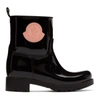 Moncler Ginette Stivale Patent Rain Booties In Black