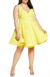 Mac Duggal Fit & Flare Party Dress In Lemon