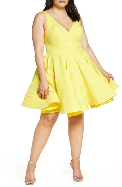 Mac Duggal Fit & Flare Party Dress In Lemon
