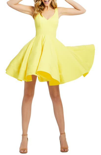 mac duggal yellow dress