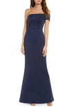 Black Halo Off The Shoulder Trumpet Gown In Pacific Blue