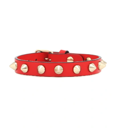 Christian Louboutin Loublink Studded Leather Bracelet In Red
