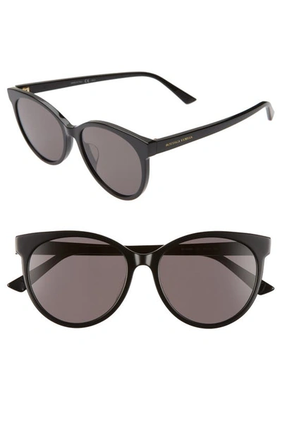 Bottega Veneta 55mm Cat Eye Sunglasses In Black/ Grey