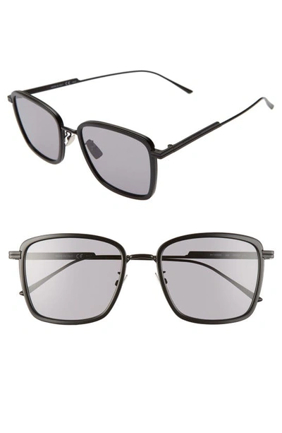 Bottega Veneta 55mm Square Sunglasses In Black/ Grey
