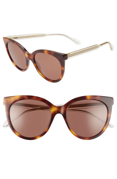 Gucci 54mm Cat Eye Sunglasses In Havana/ Brown Solid