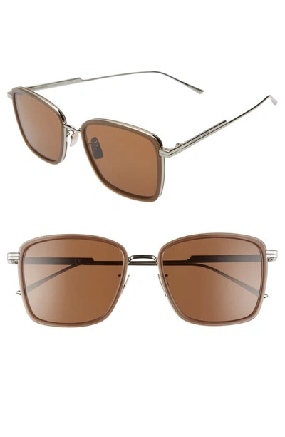 Bottega Veneta 55mm Square Sunglasses In Brown/ Grey
