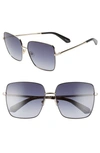Kate Spade Fenton 60mm Gradient Square Sunglasses In Black/ Dkgrey Gradient