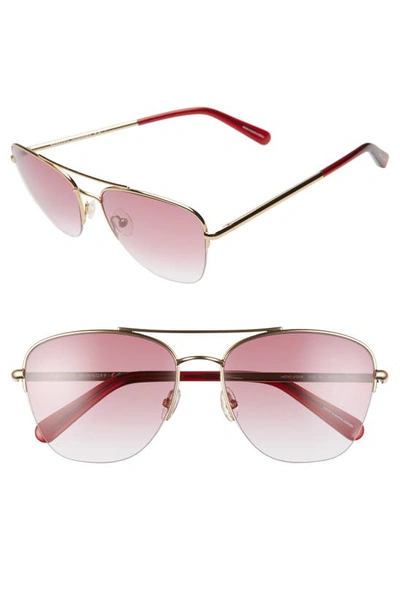 Rebecca Minkoff Indio2 57mm Aviator Sunglasses In Gold/ Pink Grad