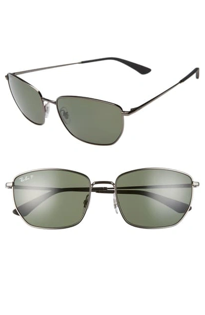 Ray Ban 58mm Polarized Navigator Sunglasses In Gunmetal/ Dark Green Polar