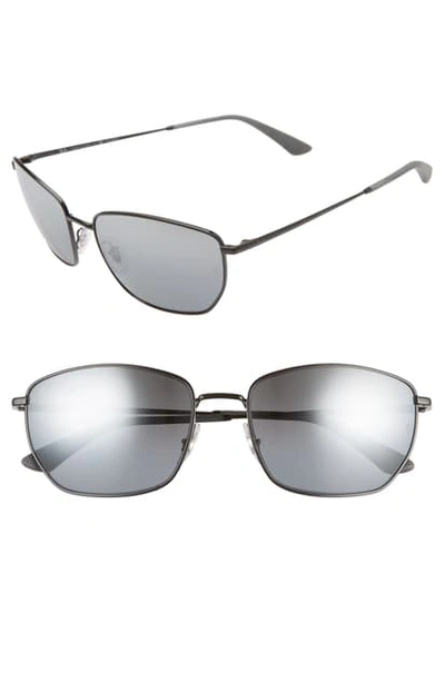 Ray Ban 60mm Polarized Sunglasses In Balck/ Grey Grad Sil Polar
