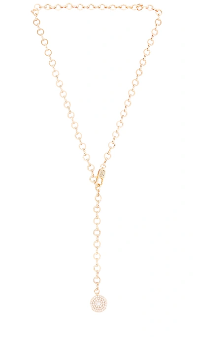 Ettika Crystal Disc Adjustable Lariat Necklace In Gold