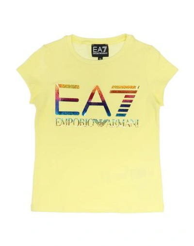 Ea7 Kids' T-shirts In Yellow