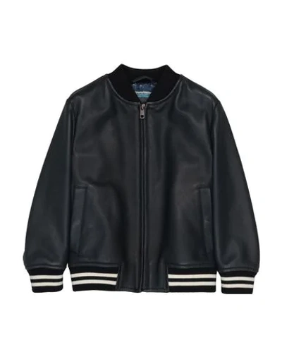 Dolce & Gabbana Kids' Leather Jacket In Blue