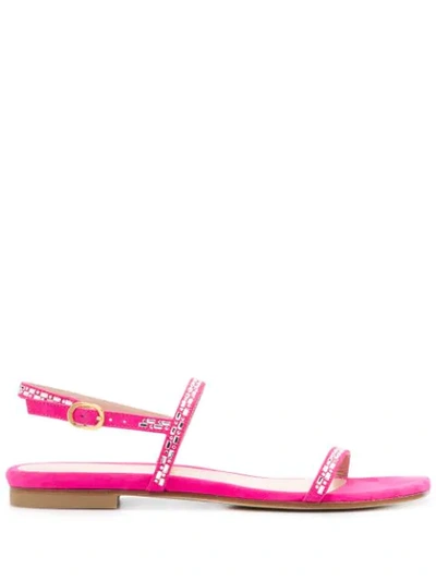 Stuart Weitzman Women's Samarra Flat Embellished Suede Sandals In Pink