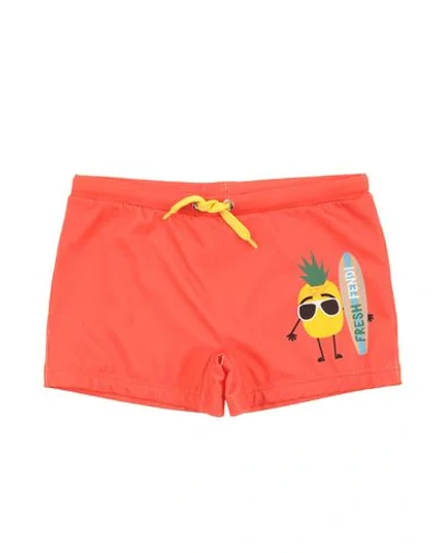 Fendi Kids' Swim Shorts In Orange