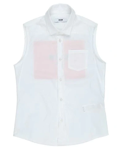 Msgm Kids' Solid Color Shirt In White
