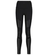 Alo Yoga Moto Mesh-trimmed Stretch Leggings In Black,black Glossy